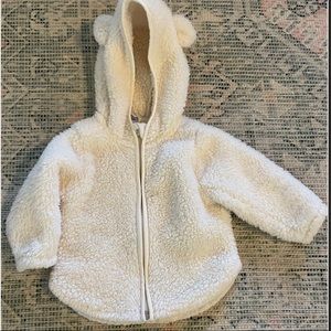 Old Navy Unisex sherpa zip-up jacket/hoodie with bear ear hood.